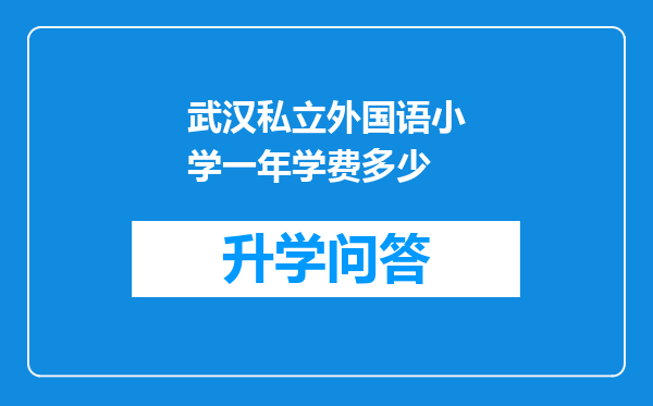武汉私立外国语小学一年学费多少