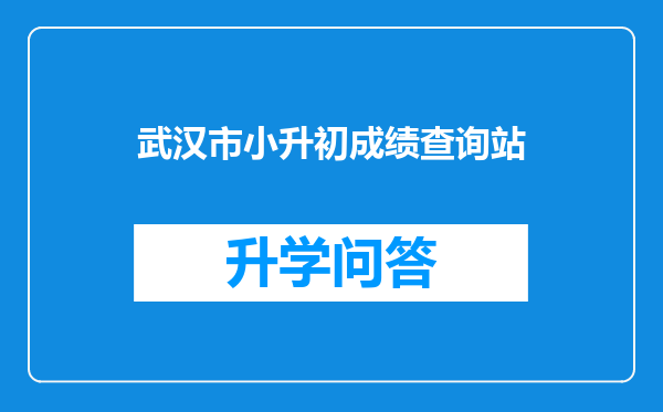 武汉市小升初成绩查询站